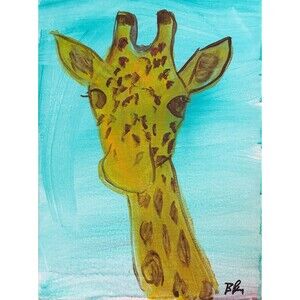 Giraffe Art Inspired Modern Acrylic Painting on Canvas Art 14x11